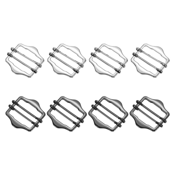 8 Pack Metal Slide Buckles, 30mm Double-Pin Webbing Strap Roller Adjuster, Slider Buckle Tightener for Suit Belt Cloth Bags Replacement Part, Silver/Dim Gray