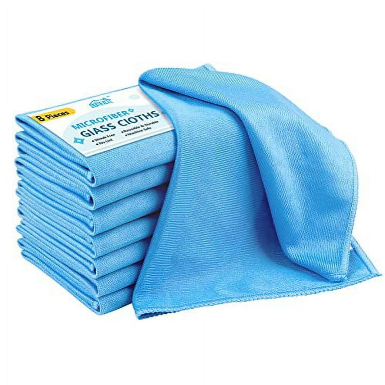 Lavex 15 x 15 Blue Microfiber Glass Cleaning Cloth - 12/Pack