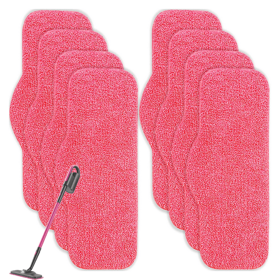 8 Pack Microfiber Steam Mop Pads Compatible with Schenley Steam Mop Cleaner, Washable and Reusable Mop Pads Replacement, Pink Steam Mop Replacement Pads for Multi-Surface Floor