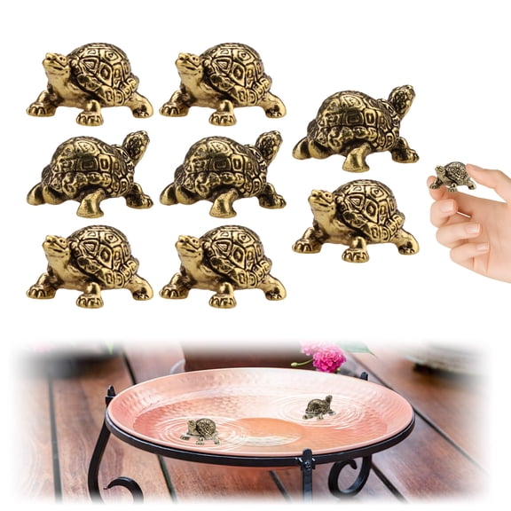 8 Pack Mini Brass Turtle Copper Disc for Bird Bath Ornament, 0.8 Oz Weight Copper Birdbath Purification Disc, Small Statue Stand Cleaner Bird Bath Disk for Water Garden Fountain Outdoor