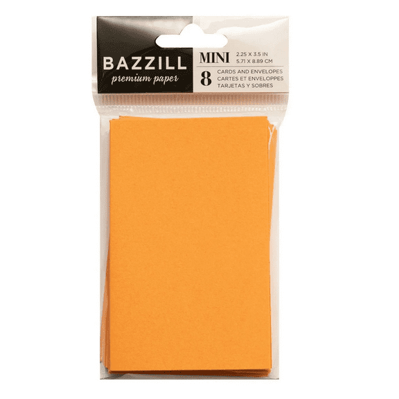 8 Pack Mini Card and Envelope Set, Premium Cardstock, Perfect for Thank You Notes, Gift Tags, Invitations, Crafts, Includes Coordinated Envelopes, Elegant Blank, Versatile Cards, Orange