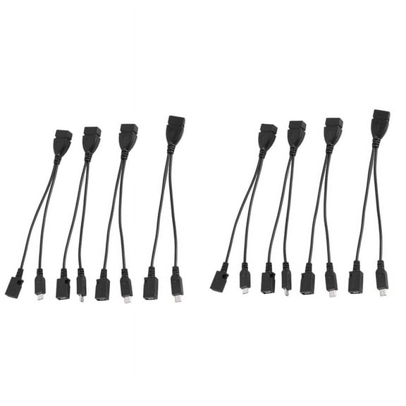 8-Pack Mini OTG Cable Adapter,2-In-1 Powered Micro-USB to USB Adapter(OTG Cable + Power Cable) for Streaming Sticks Etc,8 x USB OTG cable,Black