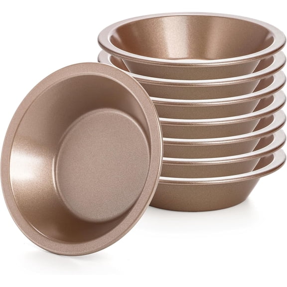 8 Pack Mini Pie Pan Set, 5 Inch Reusable Nonstick Individual Dish Pies Plate Carbon Steel Pie Tins Small Round Metal Bakeware for Baking Pot Pies, Cakes, Quiches, Tarts, Desserts, Christmas
