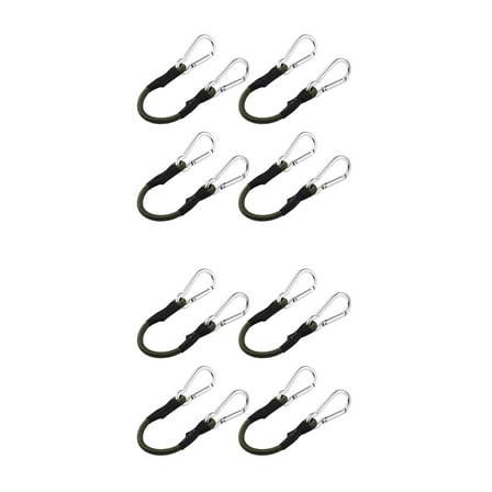 8 Pack Mini Short Bungee Cords with Carabiner Hooks Heavy Duty Elastic Tie Downs Straps for Tent, Bike, Kayak, Luggage