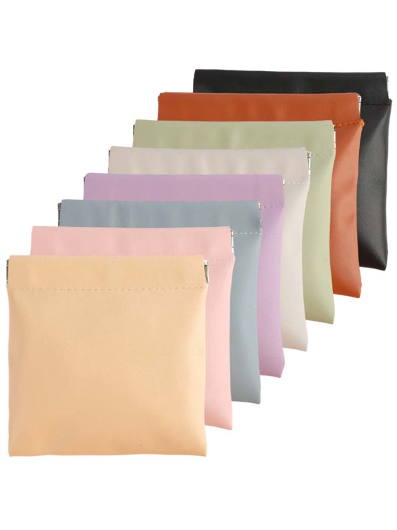 8 Pack Mini Storage Pouch Snap Closure Portable Small Organizer Bag for Jewelry Earphones Cosmetics Keys Coins
