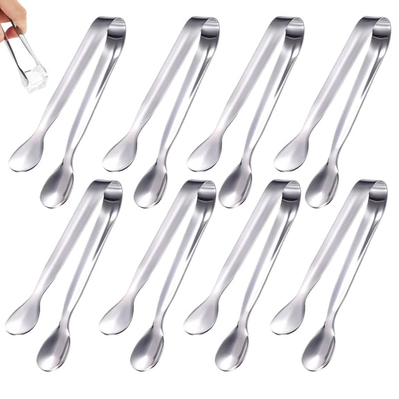 8 Pack Mini Sugar Tongs Stainless Steel Mini Serving Tongs Appetizer Tongs for Candy Buffet, Tea Party, Wedding Ice Tongs for Small Foods, Ice Cubes, Canapés