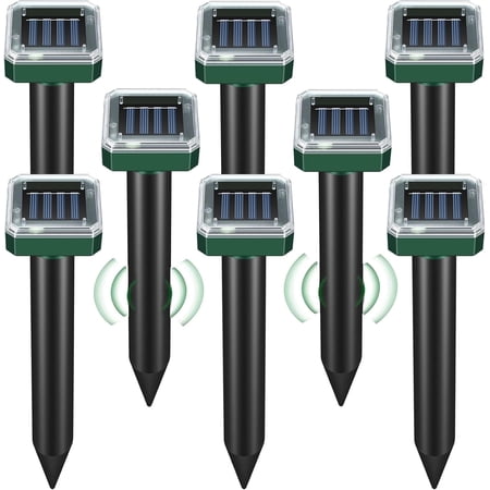 8 Pack Mole Repellent Solar Powered, DOQAUS Waterproof Sonic Mole Deterrent, Rodent Gopher Repellent for Lawn, Garden & Yard