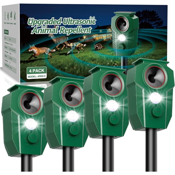 8 Pack Mole Repellent Solar Powered, Ultrasonic Pest Repeller Outdoor for Lawns & Gardens, Chipmunk, Gopher, Snake Deterrent, Deer Repellent Devices, Weatherproof, Dark Green