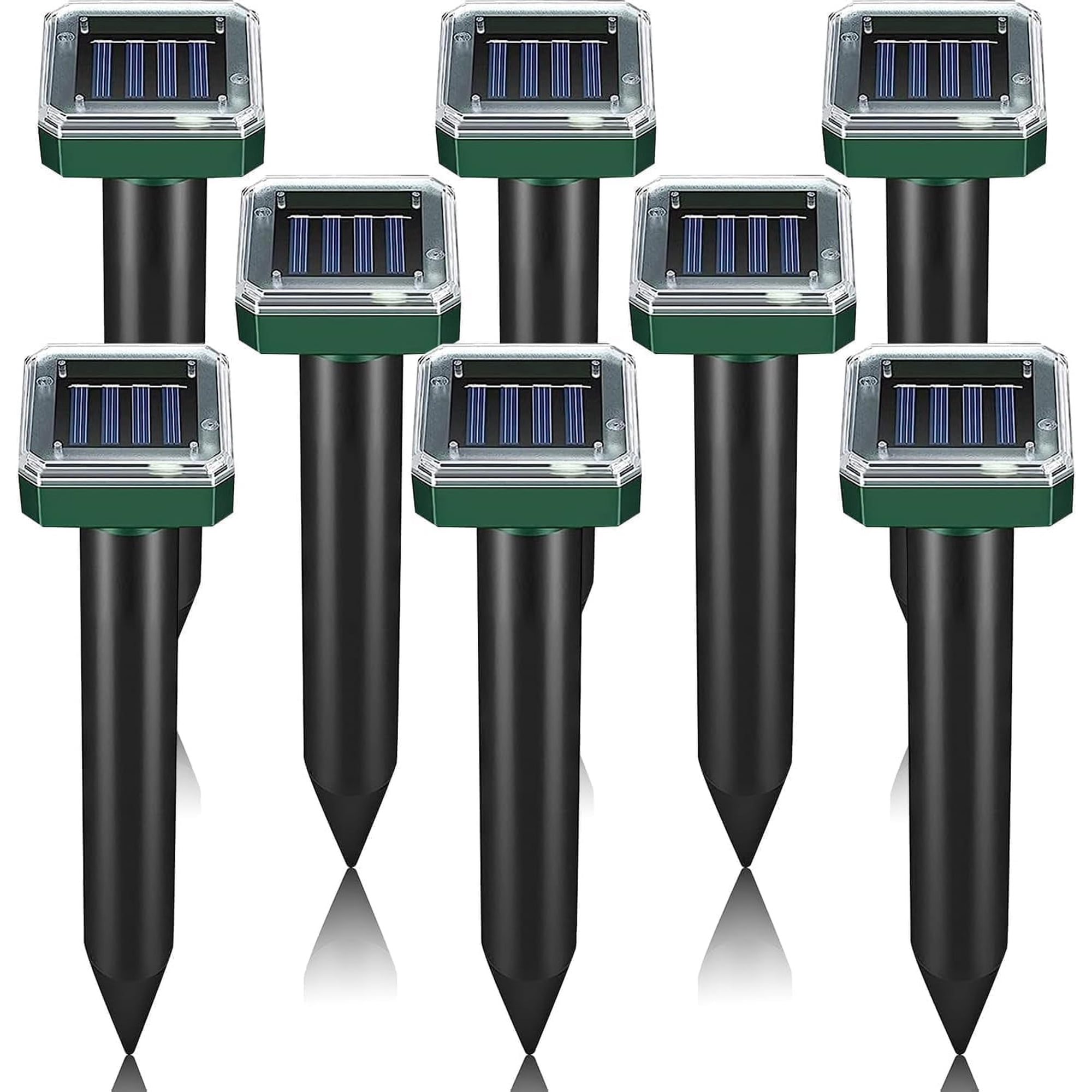8 Pack Mole Repellent Solar Powered, Ultrasonic Pest Repeller Outdoor for Lawns & Gardens, Chipmunk, Gopher, Snake Deterrent, Deer Repellent Devices, Weatherproof, Dark Green