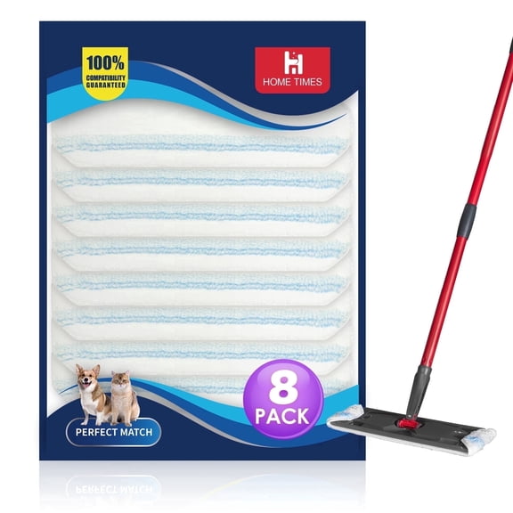 8 Pack Mop Refills Compatible with O Cedar H2prO Flat Mop System, Microfiber Mop Pads for Multi-Surface Floors, Reusable & Washable
