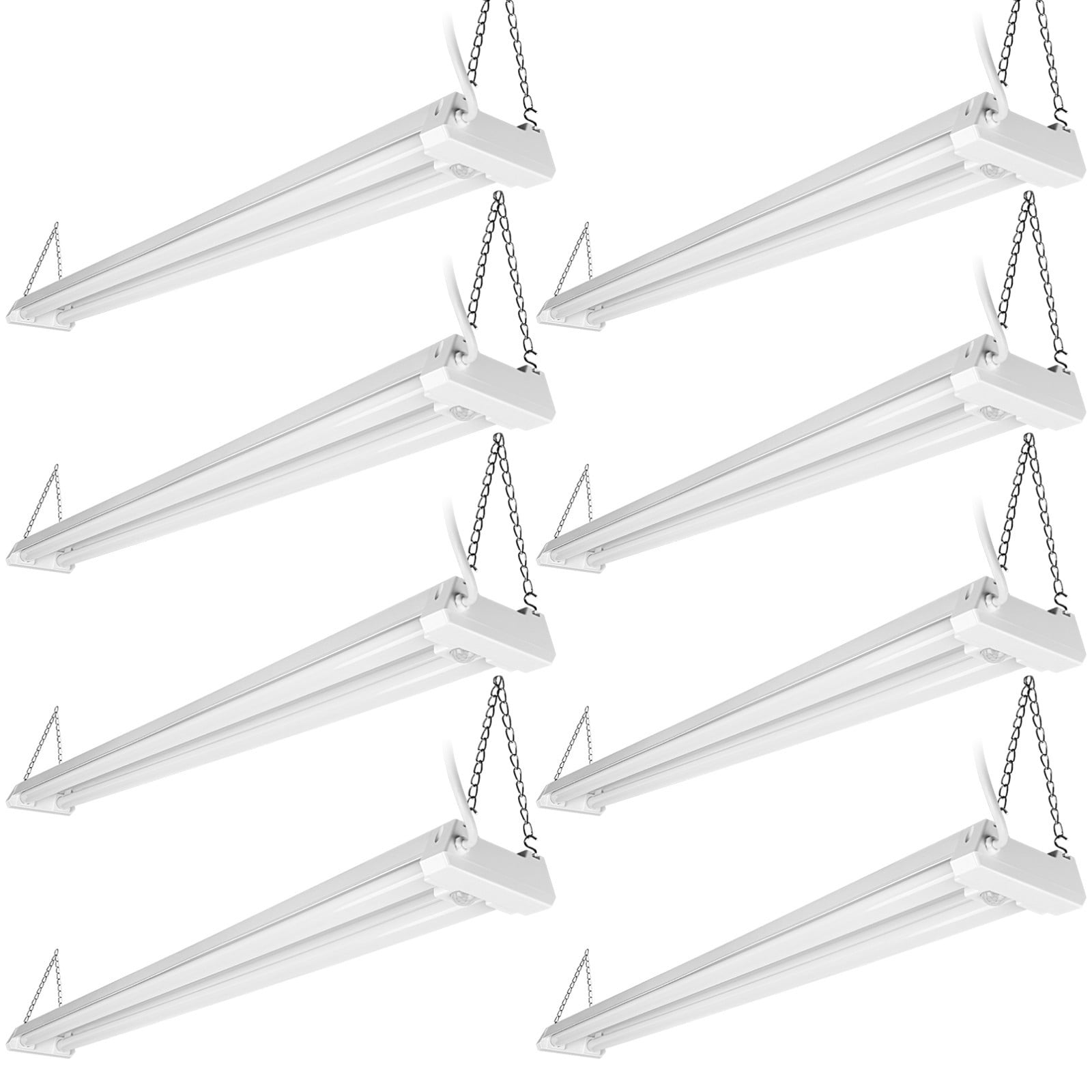8 Pack Motion Sensor 4FT LED Utility Shop Light, 40W Plug in Linkable Light Fixtures, for Garage, Workshop, 4000lm, 5000K Daylight, Suspension & Flush Mount, FCC, ETL Certified