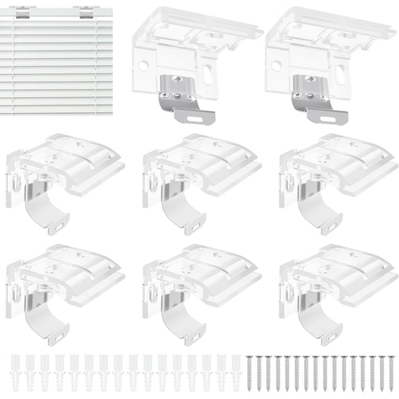 8 Pack Mounting Bracket with Metal Clip, Hidden Replacement Brackets for 1" (25mm) Pleated Shades Cordless Blinds Headrail, Mini Blinds, with Screws