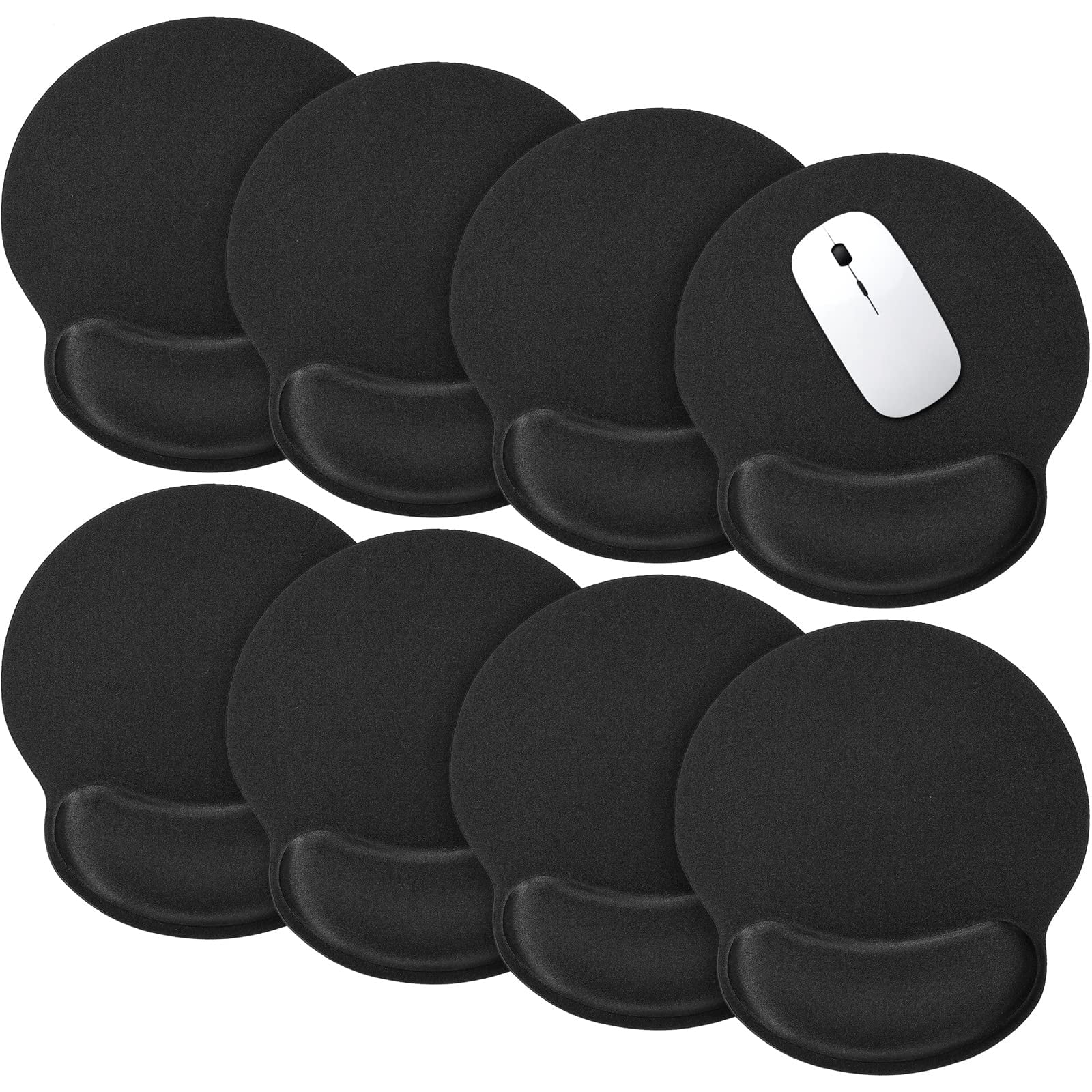 8 Pack Mouse Pad With Wrist Rest Support Gel Memory Foam Mousepad Comfortable Computer For Relief(black)