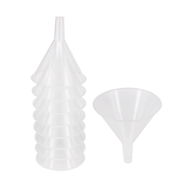 8 Pack Multi-Purpose Plastic Funnels with Long Reaching Spout (4.7) for Water Bottle, Easy and Smooth Content Transfer