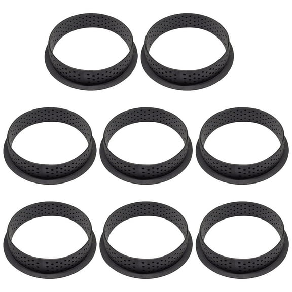 8 Pack Multi Size Round Stainless Steel Baking Rings, Net Border Layered Cake Cutters for Custom Pastry Making