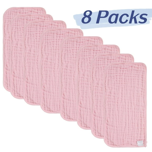 8 Pack Muslin Burp Cloths Baby Burp Clothes - Burp Rags for Boy Girls Muslin Bibs 6 Layers Large 20''x10'' 100% Cotton Hand Washcloths Soft Absorbent