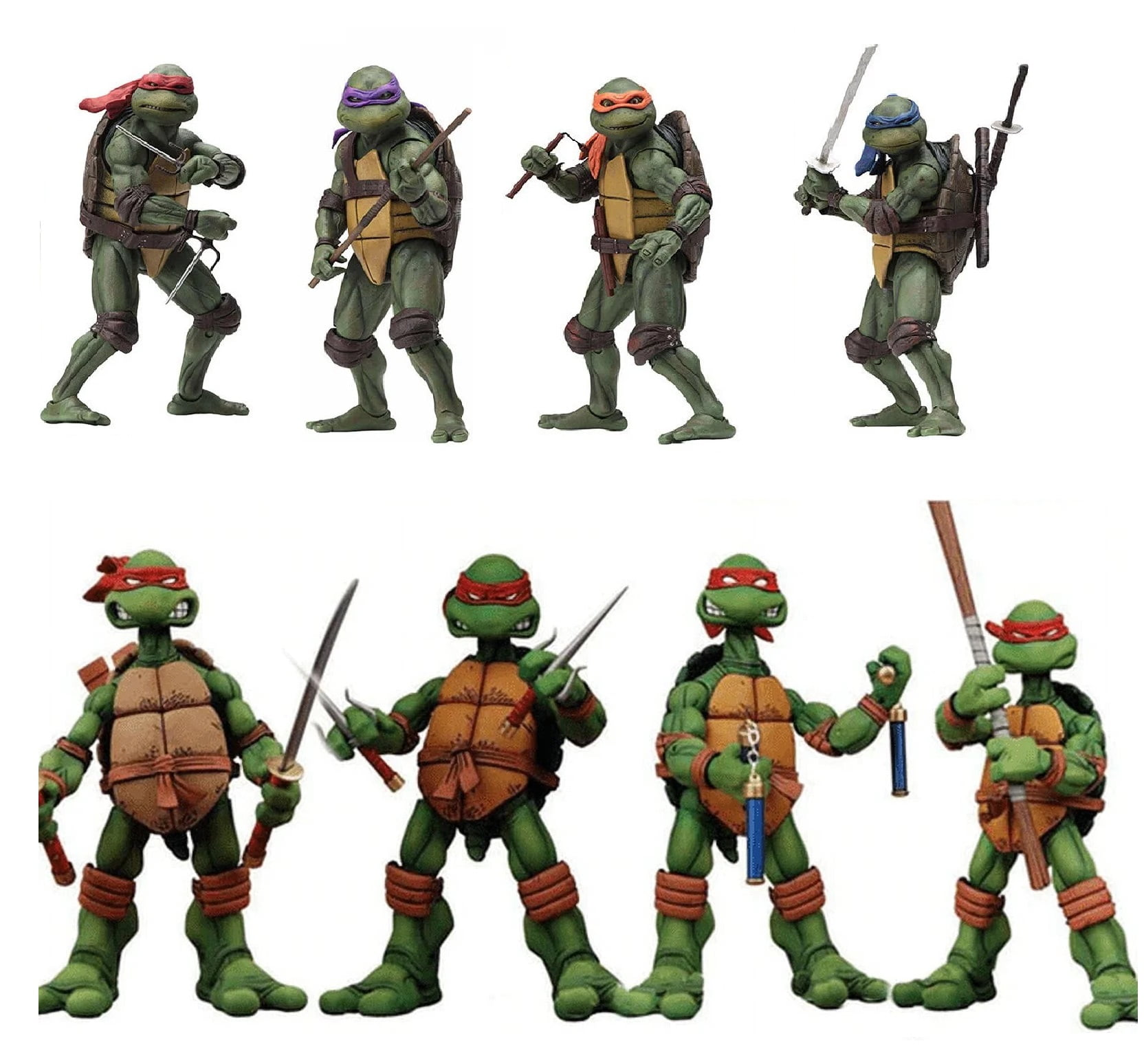 8-Pack Mutant Turtle Action Figure Set  Classic 6" Collectible Heroes with Accessories & Articulated Joints for Display and Play