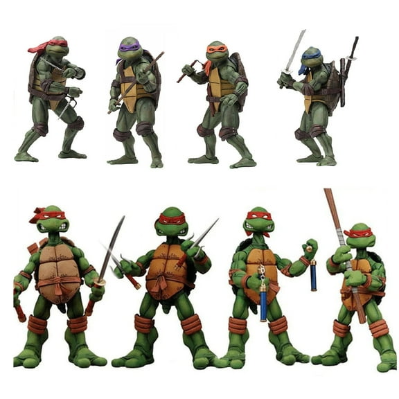 8-Pack Mutant Turtle Action Figure Set Classic 6" Collectible Heroes with Accessories & Articulated Joints for Display and Play