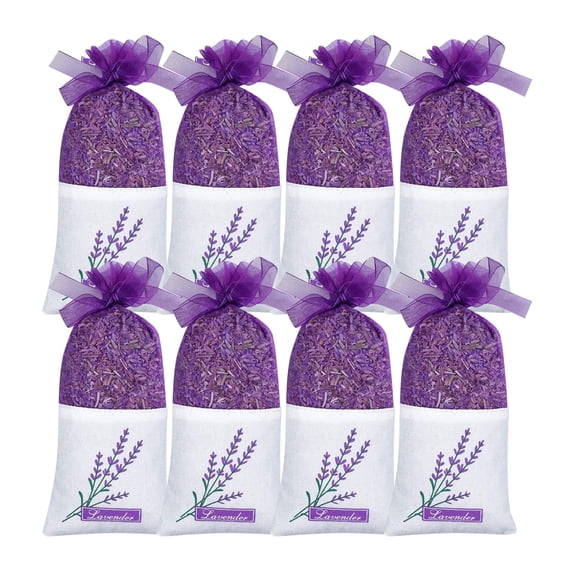 8 Pack Natural Dried Lavender Scent Sachets, Anti-Moth Fragrance Bags for Closets Drawers Suitcases Car Storage Deodorizer