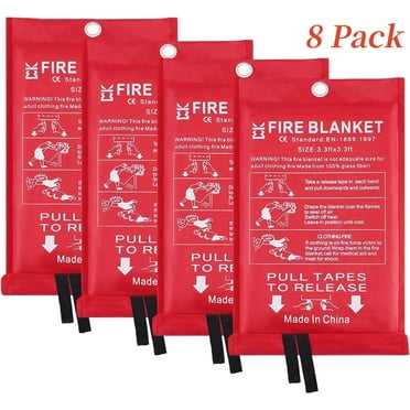 8-Pack New Emergency Fire Blanket, 39 in X 39 in, Flame Retardant, Fiberglass Fireproof Cover  for Home School House Fireplace Car Office Warehouse