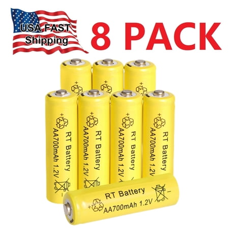8 Pack Ni-MH AA 1.2v Rechargeable Battery 700mAh Button Top for Outdoor Light