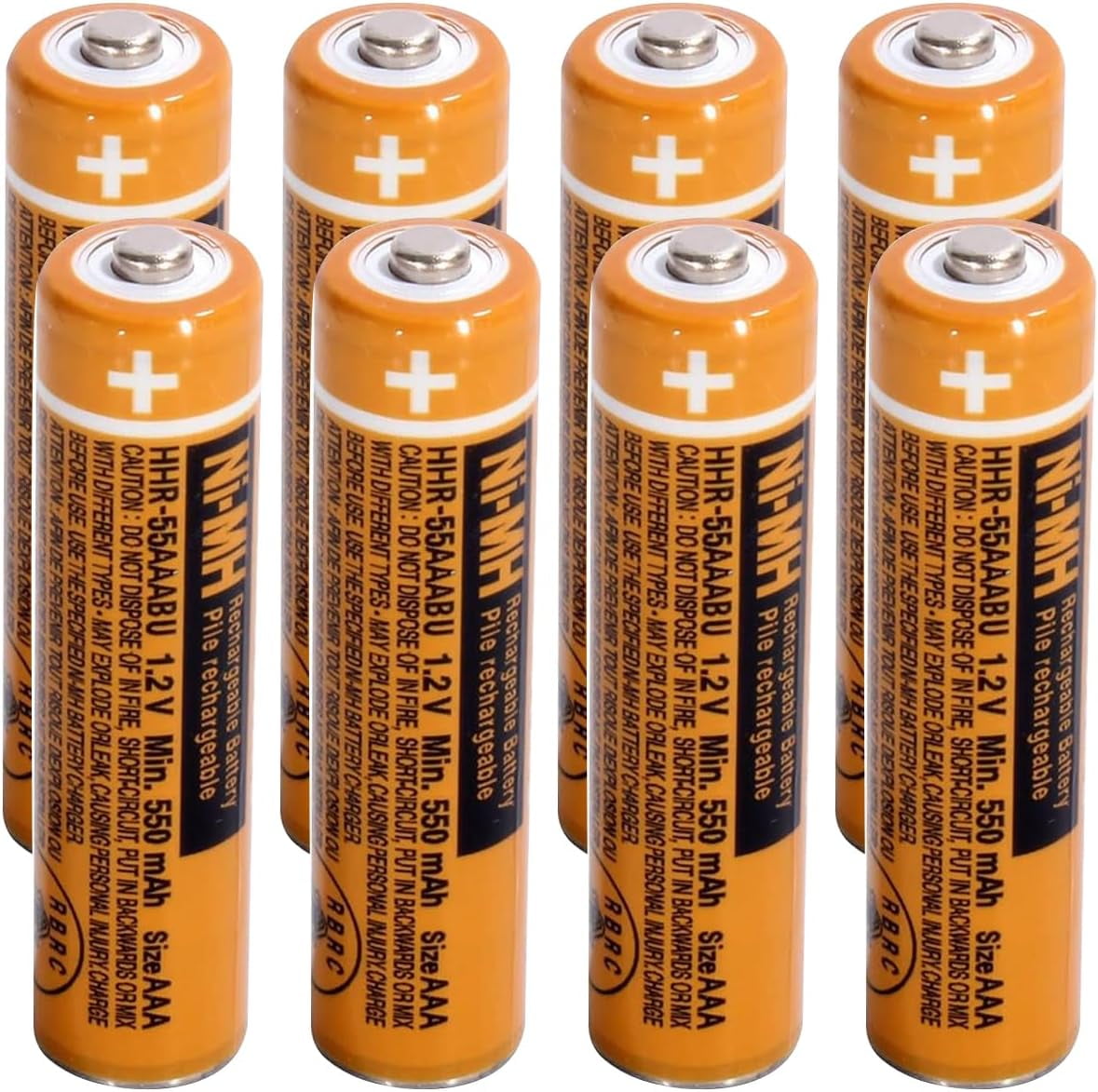 8 Pack Nimh Aaa Rechargeable Batteries For Pana , 1.2V 550Mah Hhr