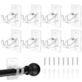 thumbnail image 1 of 8-Pack No Drill Needed Curtain Rod Holders Brackets, Self Adhesive Rod Holder Hooks, Multipurpose Nail Free Stick on Curtain Rod Hooks, 1 of 6