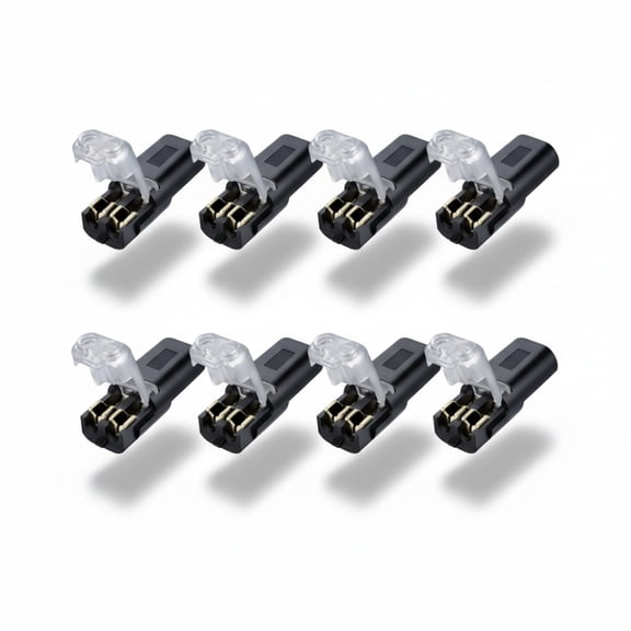 8-Pack No-Strip Wire Connectors 2 Pin Solderless Quick Wire Plug for 18-22 AWG Cable T-Tap Low Voltage Electrical Automotive Boat Home Wiring Projects Black 8pcs