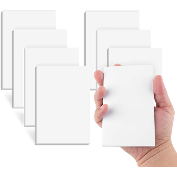 8 Pack Note Pads 3x5, Blank Server Notepad Scratch Pads, 50 Sheets Each | 80 GSM Thick White Paper for Writing, Quick Notes, Grocery Shopping Lists, Small Mini Memo Notebook for Home and Office
