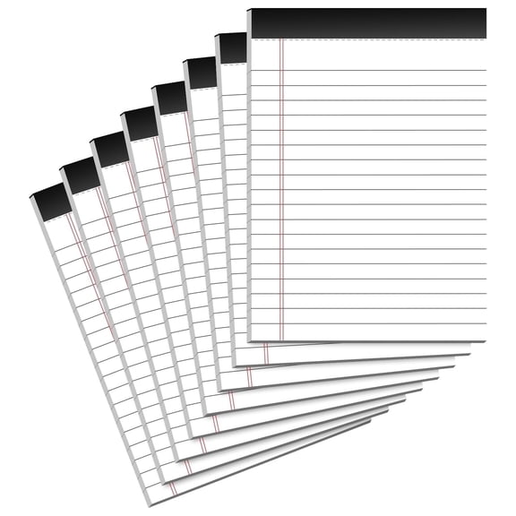 8 Pack 4x6 inch White College Ruled Mini Legal Note Pads, 30 Sheets Each for Lists