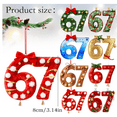 thumbnail image 1 of 8 Pack Number 67 Ornaments, Funny Gag Gift Pendant, 3.1 inch, 2D Acrylic Flat Hanging Decor, Inside Joke Souvenir, Christmas Tree Unique Charm, Grandkid Present, Multicolor, Acrylic, 1 of 7