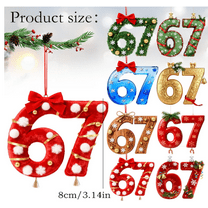 8 Pack Number 67 Ornaments, Funny Gag Gift Pendant, 3.1 inch, 2D Acrylic Flat Hanging Decor, Inside Joke Souvenir, Christmas Tree Unique Charm, Grandkid Present, Multicolor, Acrylic
