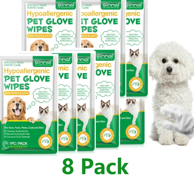(8 Pack)Oimmal Cleaning Deodorizing Bathing Wipes for Dogs & Cats, Hypoallergenic Dog Cleaning