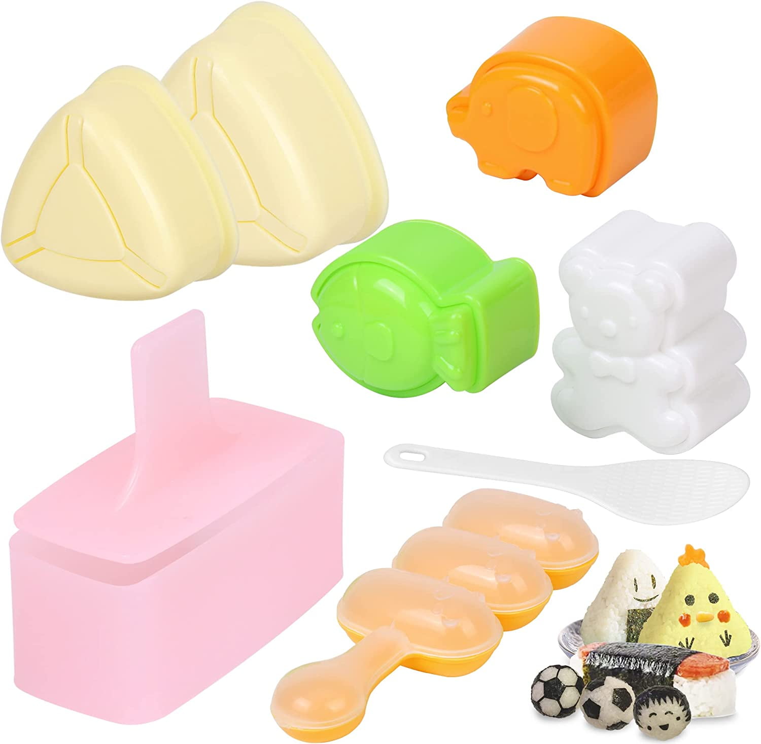10 Pcs Onigiri Mold Set, Rice Mold Musubi Maker Mold Kit, Non Stick Spam  Musubi Maker Press Rice Ball Mold Shaker Donut Shaper Sushi Maker Tool for