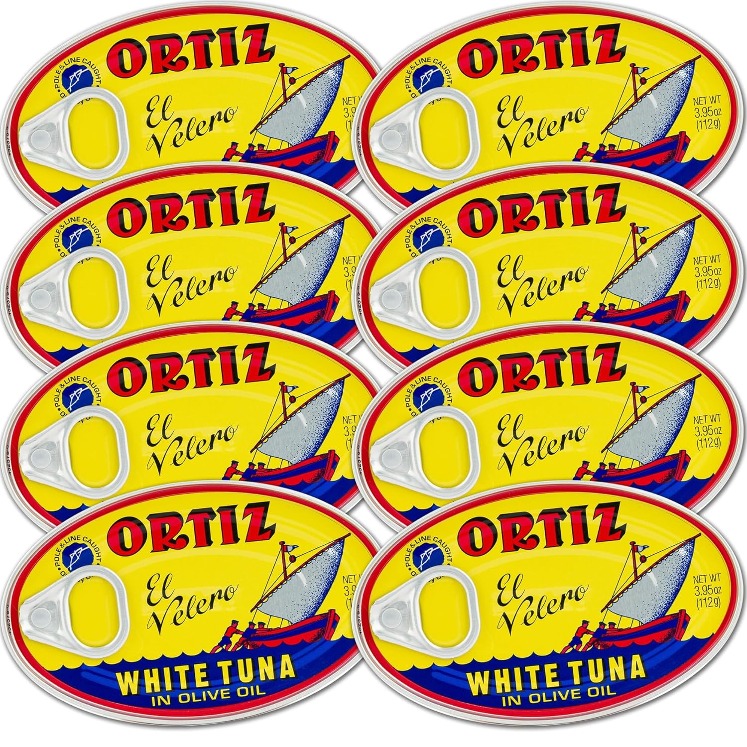 8 Pack Ortiz Bonito Del Norte Tuna in Olive Oil 3.95 Oz Oval Tin (Spain)