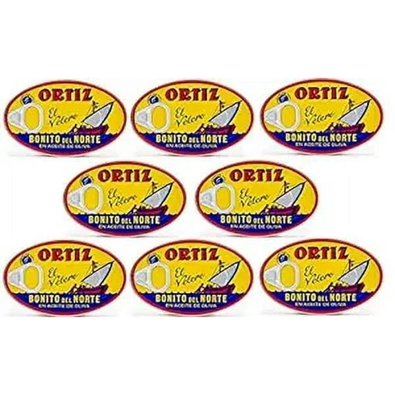 8 Pack Ortiz Bonito Del Norte Tuna in Olive Oil 3.95 Oz Oval Tin (Spain)