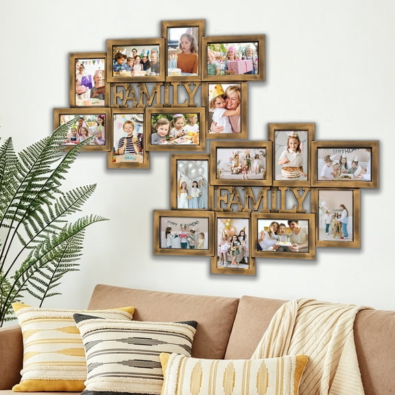 8 Pack PVC Collage Picture Frame Set of 2, Wall Display Photo Frames, Picture Sizes 4x6,Gold