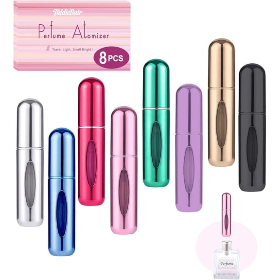 8 Pack Perfume Travel Refillable Bottle, Perfume Atomizer Bottle, Refill Pump Case Spray Bottles for Men and Women (5ml, 8Pack)