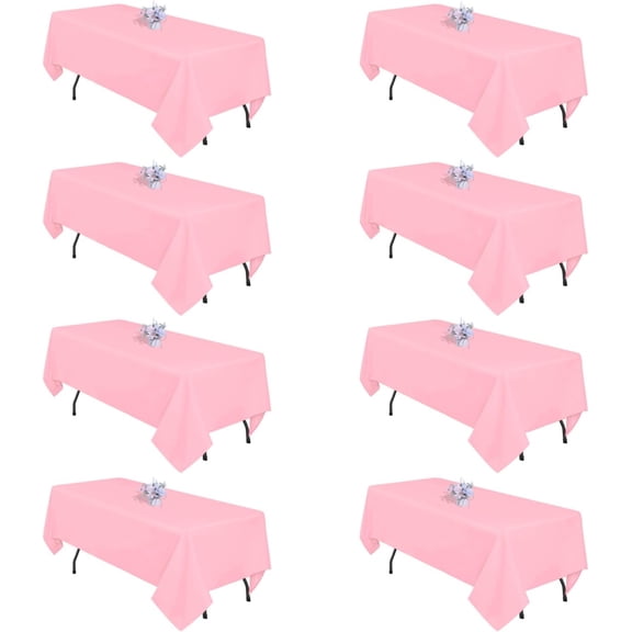 8 Pack Pink Rectangle Tablecloth 60 x 126 Inch