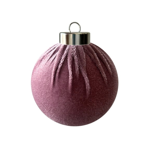 8 Pack Pink Velvet Christmas Ball Ornaments, 3.15 Inch Textured Fabric Baubles with Silver Caps, Hanging Christmas Tree for Home Holiday Decor
