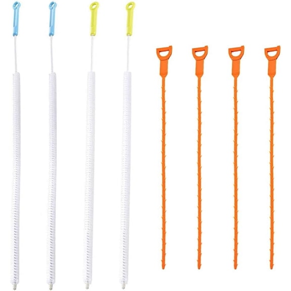 8 Pack Pipe Dredge Tool, Drain Clog Remover Sewer Hair Catcher Cleaning Brush, for Kitchen Plumb, Toilet, Bathroom Tub