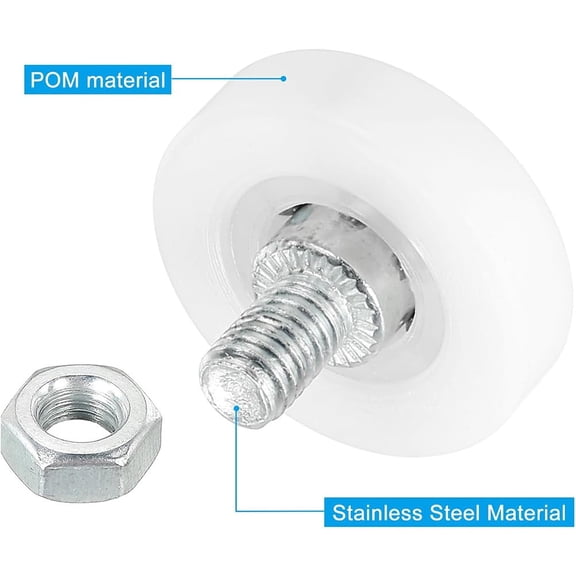 8 Pack Plastic Drawer Pulley Replacement Wheels Bearing Small Pulley With Nuts for Cabinet Sliding Doors Cash Registers