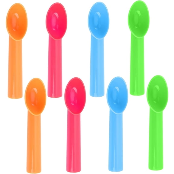 8 Pack Plastic Ice Cream Scoop Nonstick Ice Cream Spoon with Comfort Handle for Ice Cream Fruit Yogurt Potato Meat Balls Rice Dishes - Assorted Color