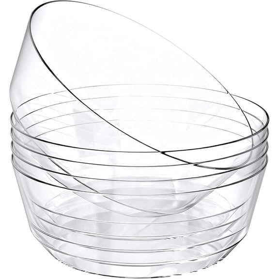 8 Pack Plastic Serving Bowls 128oz Clear Heavy Duty Disposable for Party Snack & Salad Candy Bar Buffet