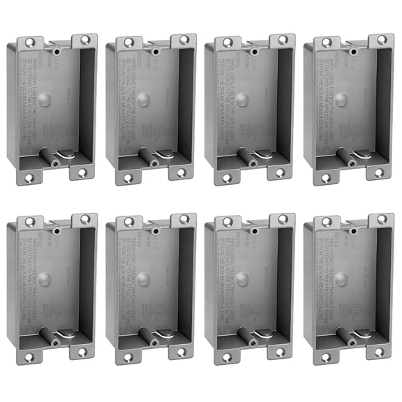 8 Pack Plastic Shallow Electrical Box, 8 Cubic Inch Grey Shallow Outlet Box, Single Gang Old Work Junction Bulk, Length 4.25'', Width 2.4'', Depth 1.24'', Etl Certified