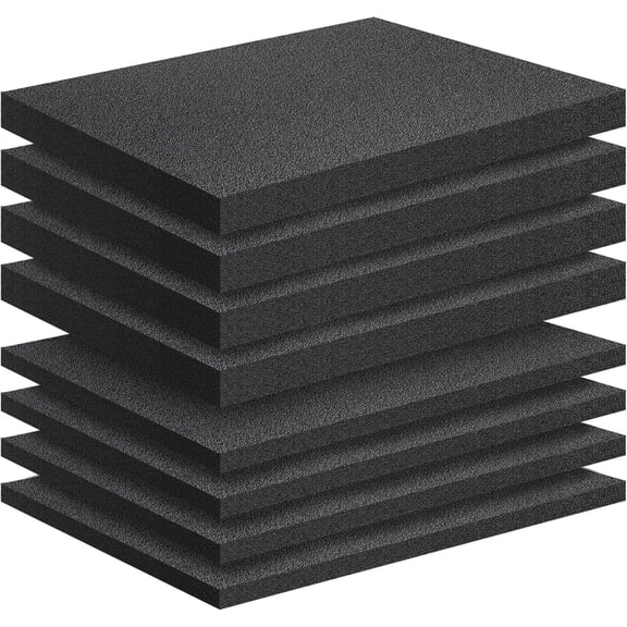8 Pack Polyethylene Foam Pads for Packing 16in*12in*1in+0.4in, Black