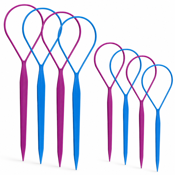 8 Pack Ponytail Pull Through Hair Loop Tool Set Hair Threader Styling Tools