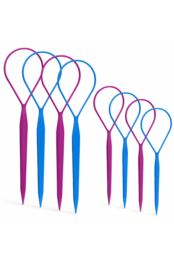 8 Pack Ponytail Pull Through Hair Loop Tool Set Hair Threader Styling Tools