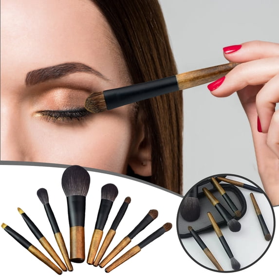8 Pack Portable Mini Makeup Brushes Set with Travel Bag for -Ups and Application Cosmetic Brushes