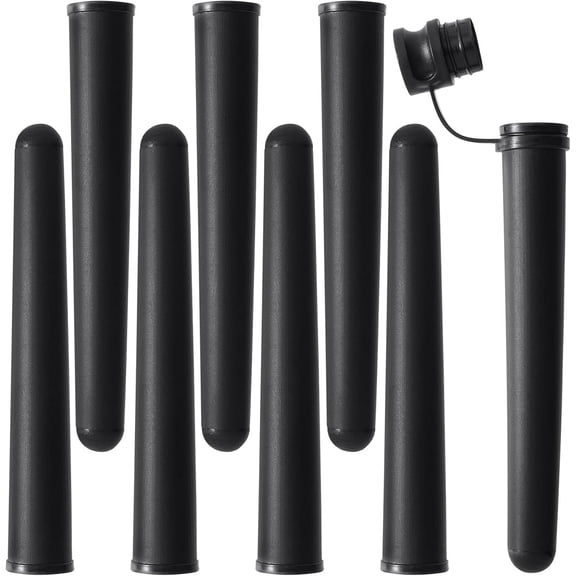 8 Pack Portable Tube Vials, Waterproof Storage Container, Plastic Squeeze Bottles with Caps, Sealing Pre Roll Tubes (Black)